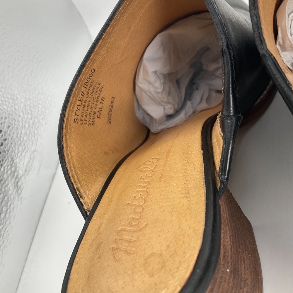 Madewell The Harper Black Leather Pointed Toe Block Heel Minimalist Size 7.5 - Picture 11 of 15